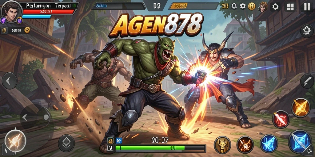 Gameplay AGEN878 menunjukkan aksi pertarungan yang intens dan karakter yang dinamis.