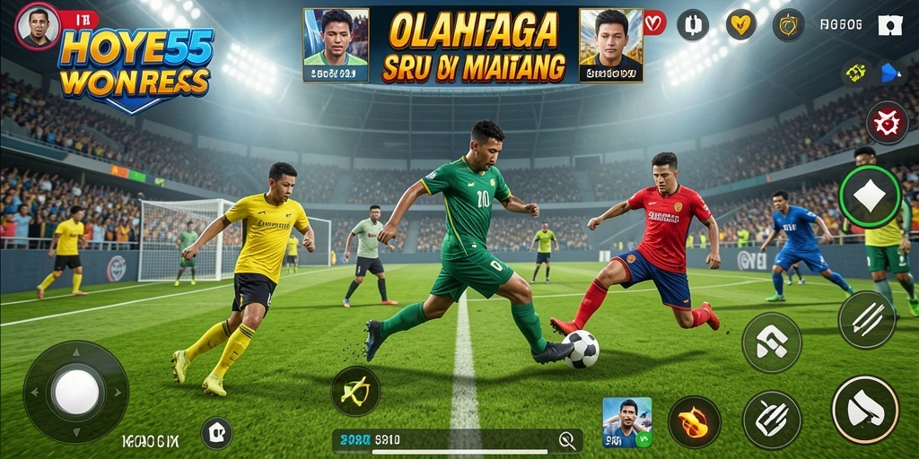 Tampilan gameplay seru HOYE55 dengan aksi olahraga yang dinamis.