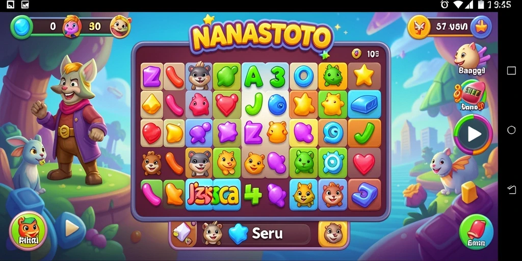 Tangkapan layar NANASTOTO yang menunjukkan gameplay Match-3 yang mengasyikkan.