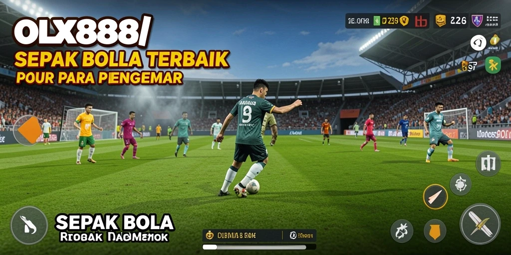 Screenshot gameplay OLX888 yang menampilkan aksi sepak bola yang mendebarkan.